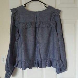 NWT Jill Jill Stuart Ruffle Peplum Chambray Blouse Blue Medium
